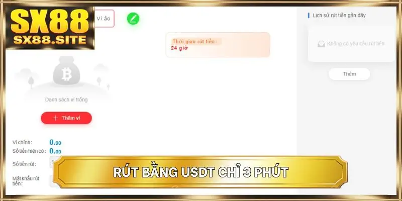 Rút bằng USDT chỉ 3 phút